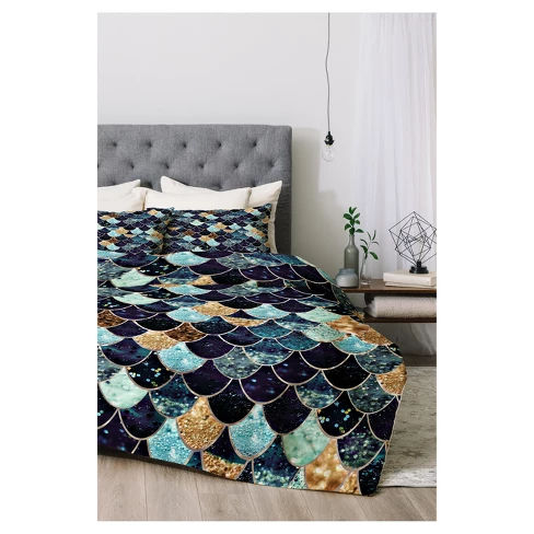 Blue Monika Strigel Really Mermaid Comforter Set (Queen) 3pc - Deny Designs®