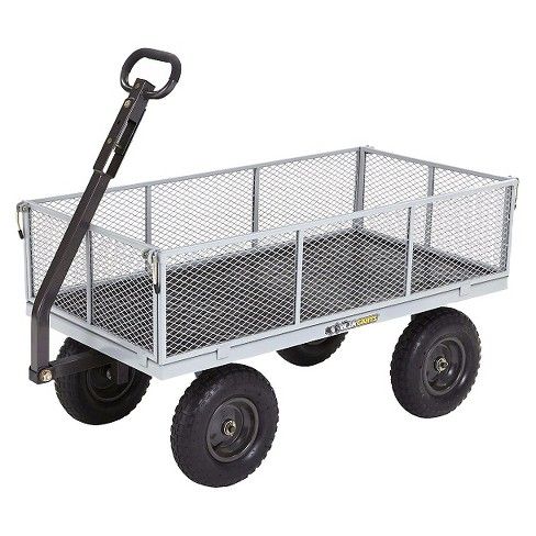 Gorilla Carts Heavy-Duty Steel Utility Cart with Removable Sides and Pneumatic Tires, 1,000-Pound Capacity