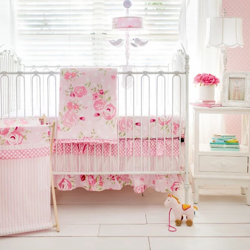 Crib Bedding Set My Baby Sam White Pink