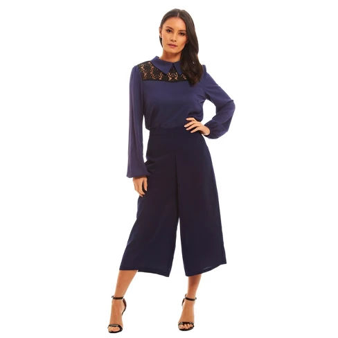 Women's Solid Culotte Pants Navy - Fashion Union (Juniors')