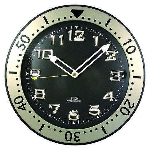 Chronograph 12" Wall Clock Black/Nickel - TimeKeeper®