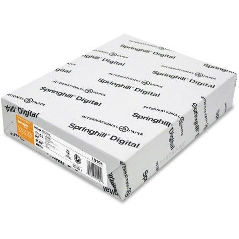 Springhill Inkjet, Laser Print Copy & Multipurpose Paper - Letter - 8 1/2" x 11" - 90 lb Basis Weight - Smooth - 250 / Pack - White