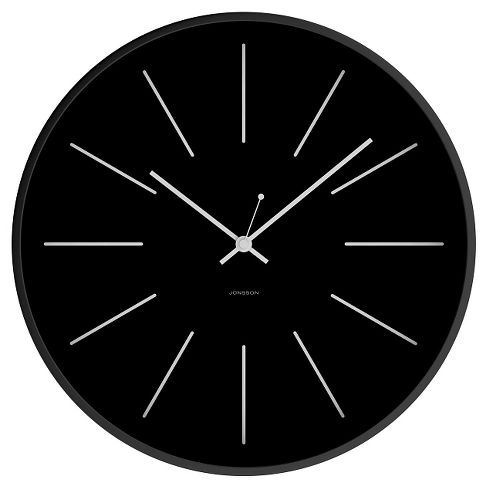 12" Round Wall Clock Black - JONSSON Timeware®