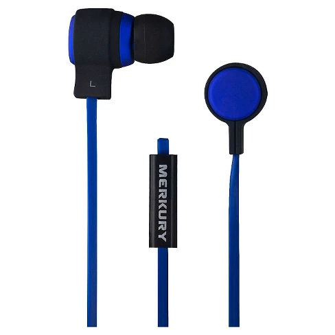 Merkury Aeon Matte Metallic Wired Earbuds with Mic - Blue