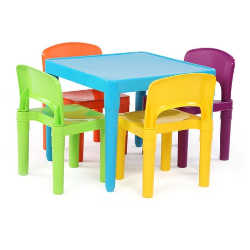 Plastic Table & 4 Chairs - Aqua - Tot Tutors