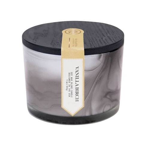 11oz Black Marble Jar Candle Vanilla Birch - The Collection By Chesapeake Bay Candle