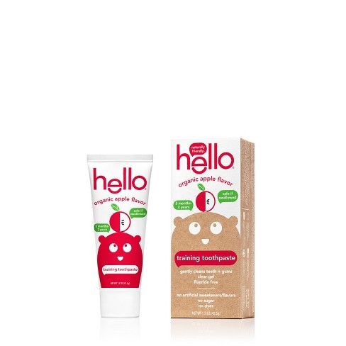 hello Natural Apple Toddler Training Toothpaste, sls Free and Vegan , 1.5oz