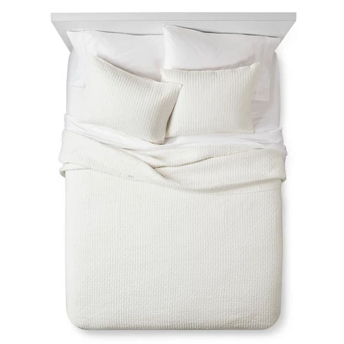 Cream Solid Quilt and Sham Set (Queen) 3pc - The Industrial Shop™