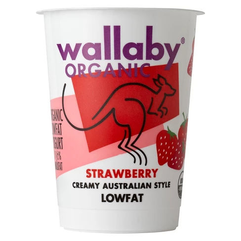 Wallaby Organic Strawberry Creamy Australian Style Low-Fat Yogurt - 6oz