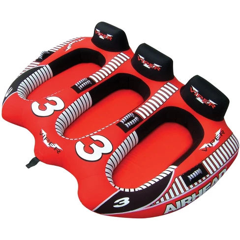 Airhead Viper 3 Triple Rider Cockpit Inflatable Towable Tube & 60' Tow Rope