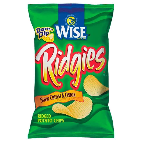 Wise Ridgies Sour Cream & Onion Ridged Potato Chips - 8.75oz