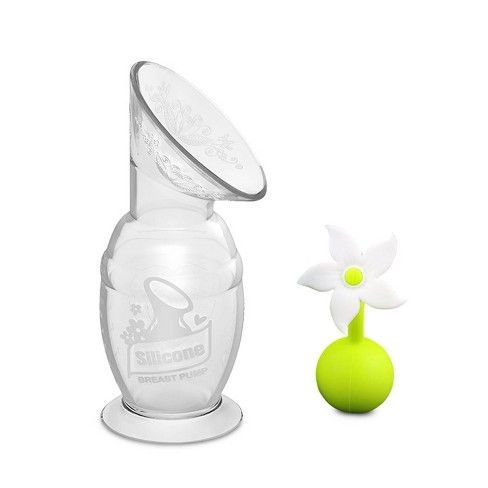 haakaa 5oz  pump with suction base and white flower stopper