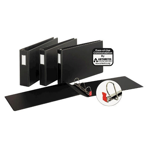 Cardinal® Premier Easy Open 11 x 17 Locking Slant-D Ring Binder, 1" Cap, Black