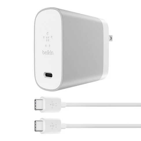 Belkin BOOSTUP Quick Charge 4+ Home Charger (with USB-C to USB-C Cable) - Light Silver