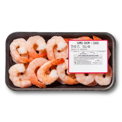 Encore Seafoods Cooked Cocktail Shrimp, Tail-On, Peeled & Deveined - 8oz