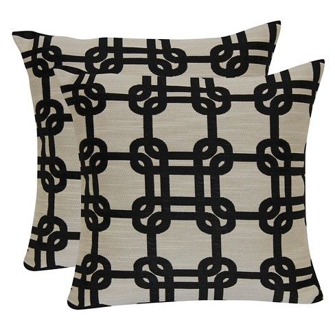Onyx Jacquard Trellis Throw Pillow with Suede Back (18"x18") - Brentwood