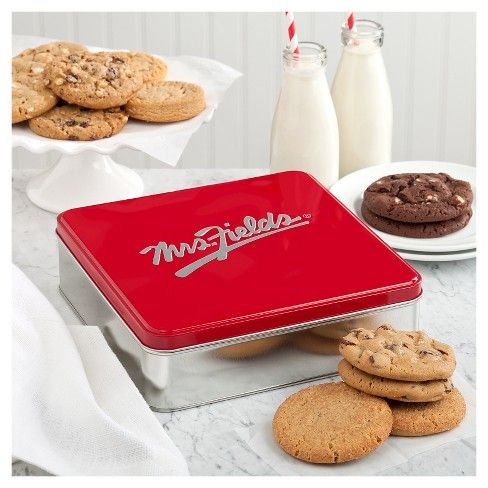Mrs. Fields Classic Cookie Tin With One Dozen Cookies
