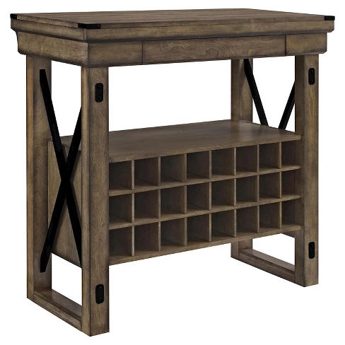 Hathaway Wood Veneer Bar Cabinet - Room & Joy