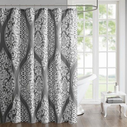 Reina Printed Shower Curtain Shower Curtain Gray