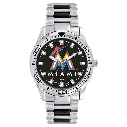 Men's Game Time MLB Heavy Hitter Sports Watch - Silver - Miami Marlins