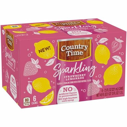 Country Time Sparkling Strawberry Lemonade - 6pk/7.5 fl oz Cans