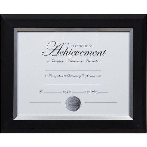 Dax 2-tone Silver Document Frame 12.40" x 13.80" x 1" Frame Size - Rectangle - Wall able - Vertical, Horizontal - 1 Each - Bronze - Silver, Black