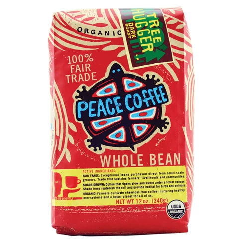 Peace Coffee Dark Roast Tree Hugger Whole Bean Coffee - 12oz