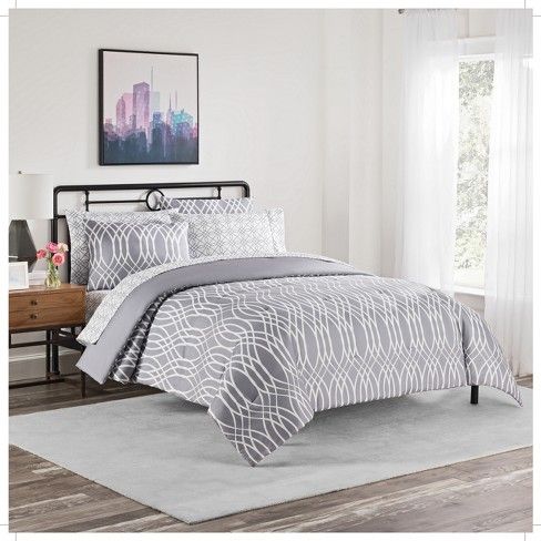 Gray Geo Cadence Comforter Set 7pc - Simmons