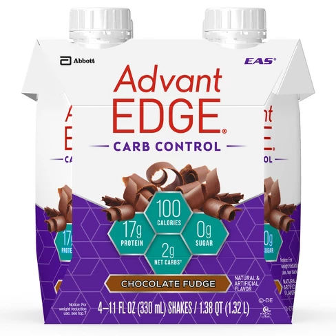 EAS AdvantEDGE Carb Control Protein Shake - Chocolate Fudge - 11oz/4ct