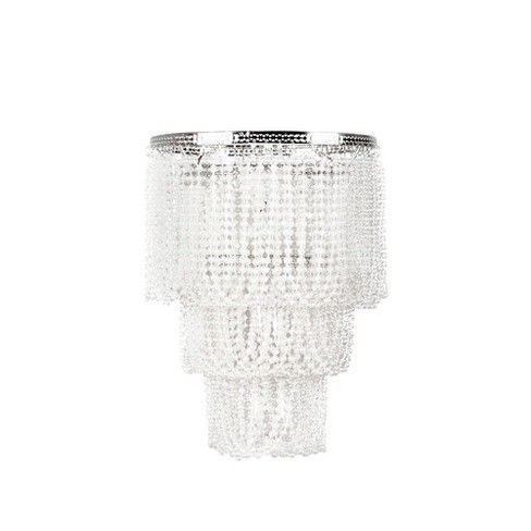 Tadpoles Pearlized Beaded Triple Layer Pendant Light Shade, Small, White Pearl, Chandelier Style