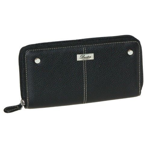 Buxton Women's Slim Double Zip Wallet - Black