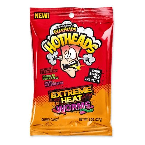 WARHEADS Hot Heads Extreme Heat Worms - 8oz