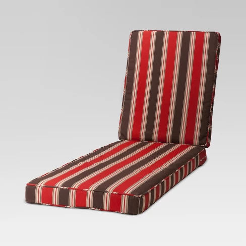 Rolston Outdoor Chaise Lounge Replacement Cushion Red Stripe - Grand Basket