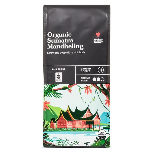 Organic Sumatra Mandheling Medium Roast Ground Coffee - 10oz - Archer Farms™