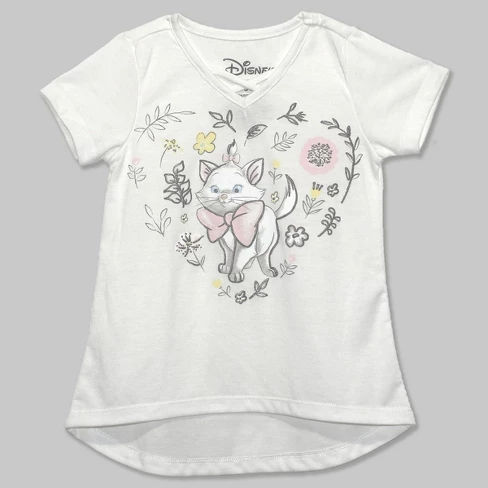 Toddler Girls' Disney Aristocats Short Sleeve T-Shirt - White