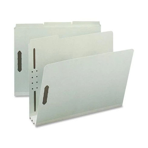 Nature Saver 1/3-cut Pressboard Fastener Folders - Letter - 8 1/2" x 11" - 1/3 Tab Cut - 25 / Box - Gray/Green