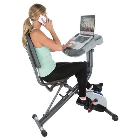 Exerpeutic WORKFIT 1000 Desk Station Folding Exercise Bike with Pulse Measurement