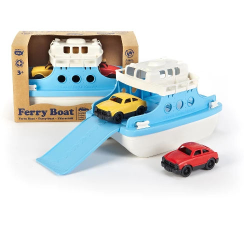 Green Toys Ferry Boat with Mini Cars– White Top/Blue Bottom