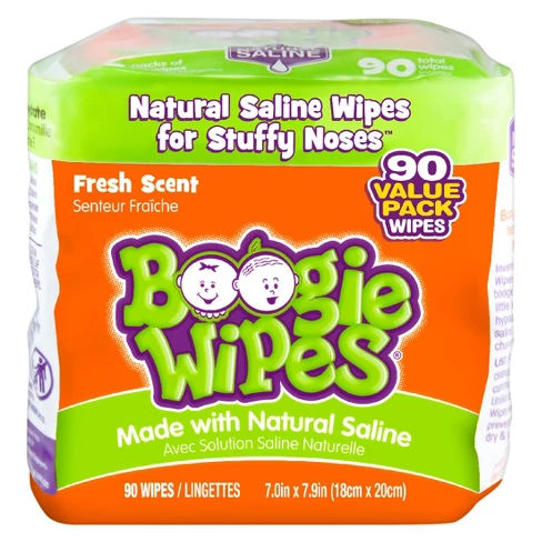 Boogie Wipes Saline Nose Wipes Fresh Scent - 90ct