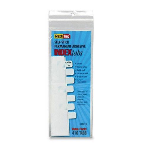 Redi-Tag Permanent Stick Write-On Index Tabs - Write-on Tab(s) - 416 / Pack - White Tab(s)