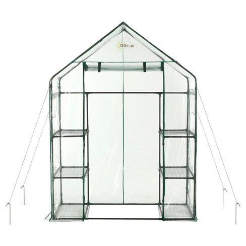 Deluxe Walk - In 3 Tier 6 Shelf Portable Greenhouse - Light Clear - Ogrow