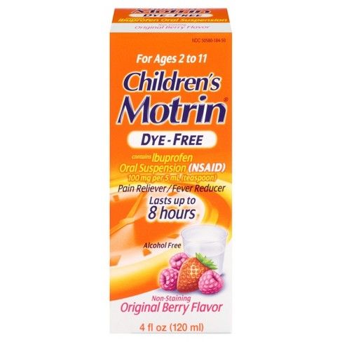 Children's Motrin Oral Suspension Dye-Free Fever Reduction & Pain Reliever - Ibuprofen (NSAID) - Berry - 4 fl oz