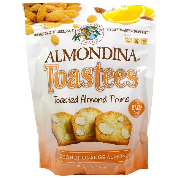 Almondina, Toastees, Toasted Almond Thins, Coconut Orange Almond, 5.25 oz (149 g) (Discontinued Item)