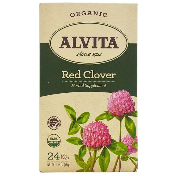 Alvita Teas, Organic, Red Clover Tea, Caffeine Free, 24 Tea Bags, 1.69 oz (48 g) (Discontinued Item)