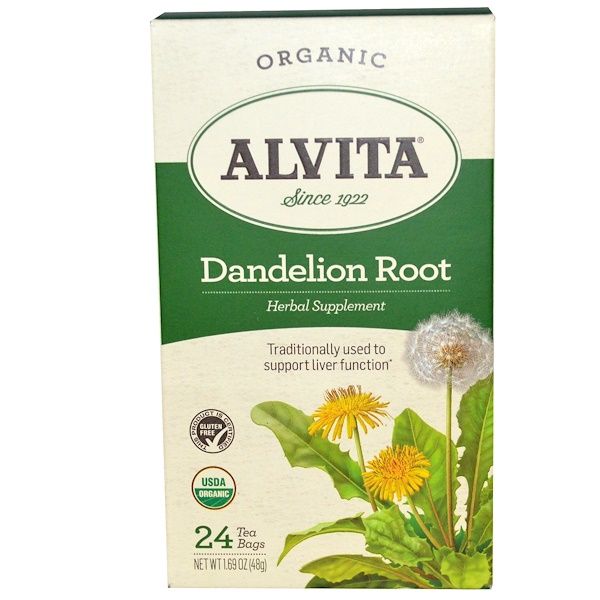 Alvita Teas, Dandelion Root, Organic, Caffeine Free, 24 Tea Bags, 1.69 oz (48 g) (Discontinued Item)
