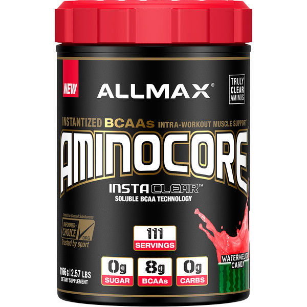 ALLMAX tion, AMINOCORE, BCAA, 8G BCAAs, 100% Pure 45:30:25 Ratio, Gluten Free, Watermelon Candy, 2.57 lb (1166 g)