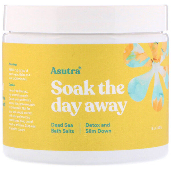 Asutra, Soak The Day Away, Dead Sea Bath Salts, Detox and Slim Down, 16 oz (453 g)