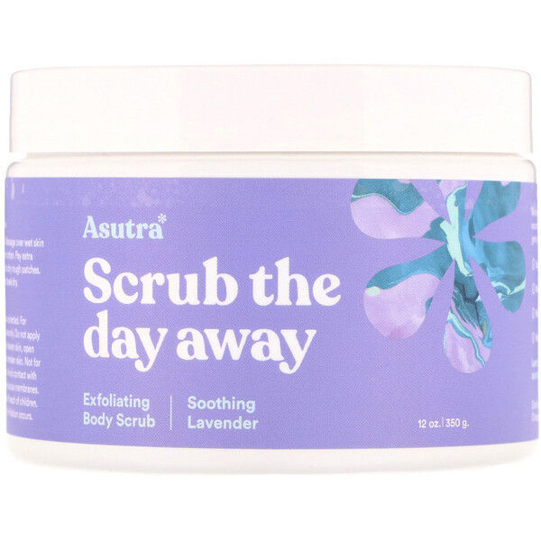 Asutra, Scrub The Day Away, Exfoliating Body Scrub, Soothing Lavender, 12 oz (350 g)