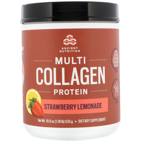Dr. Axe / Ancient tion, Multi Collagen Protein Powder, Strawberry Lemonade, 1.2 lbs (535 g)