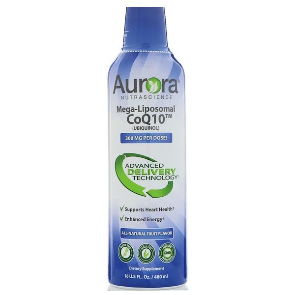 Aurora Nutrascience, Mega-Liposomal CoQ10, All-Natural Fruit Flavor, 300 mg , 16 fl oz (480 ml)